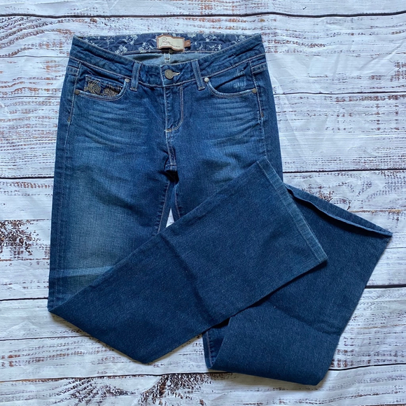 Paige Hollywood Hills Classic Rise Bootcut Embroidered Jeans 26 - Picture 2 of 8